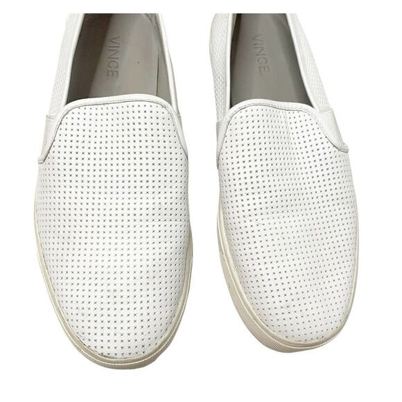 Vince Blair Perforated Leather Slip-On White Sneakers Size 9 EUC - Picture 3 of 9